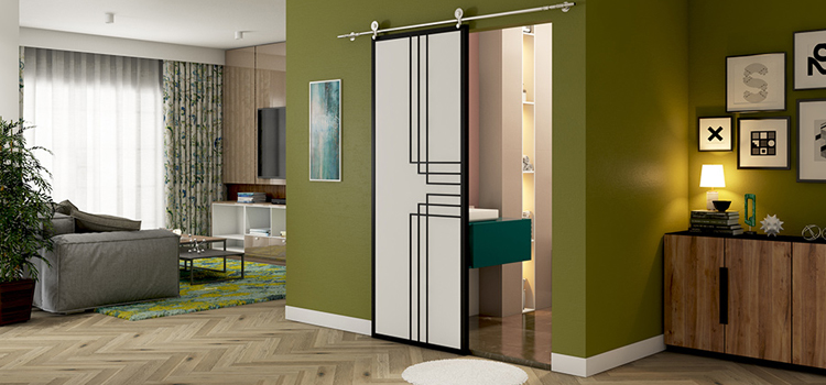 sliding bathroom door installation in Oakland
